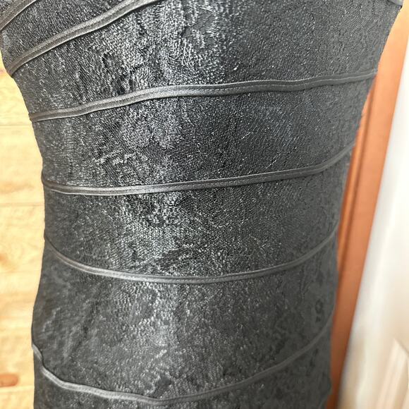 Title: Vintage Tadashi Black Lace Strapless Evening Dress Size 8 - Picture 4 of 5